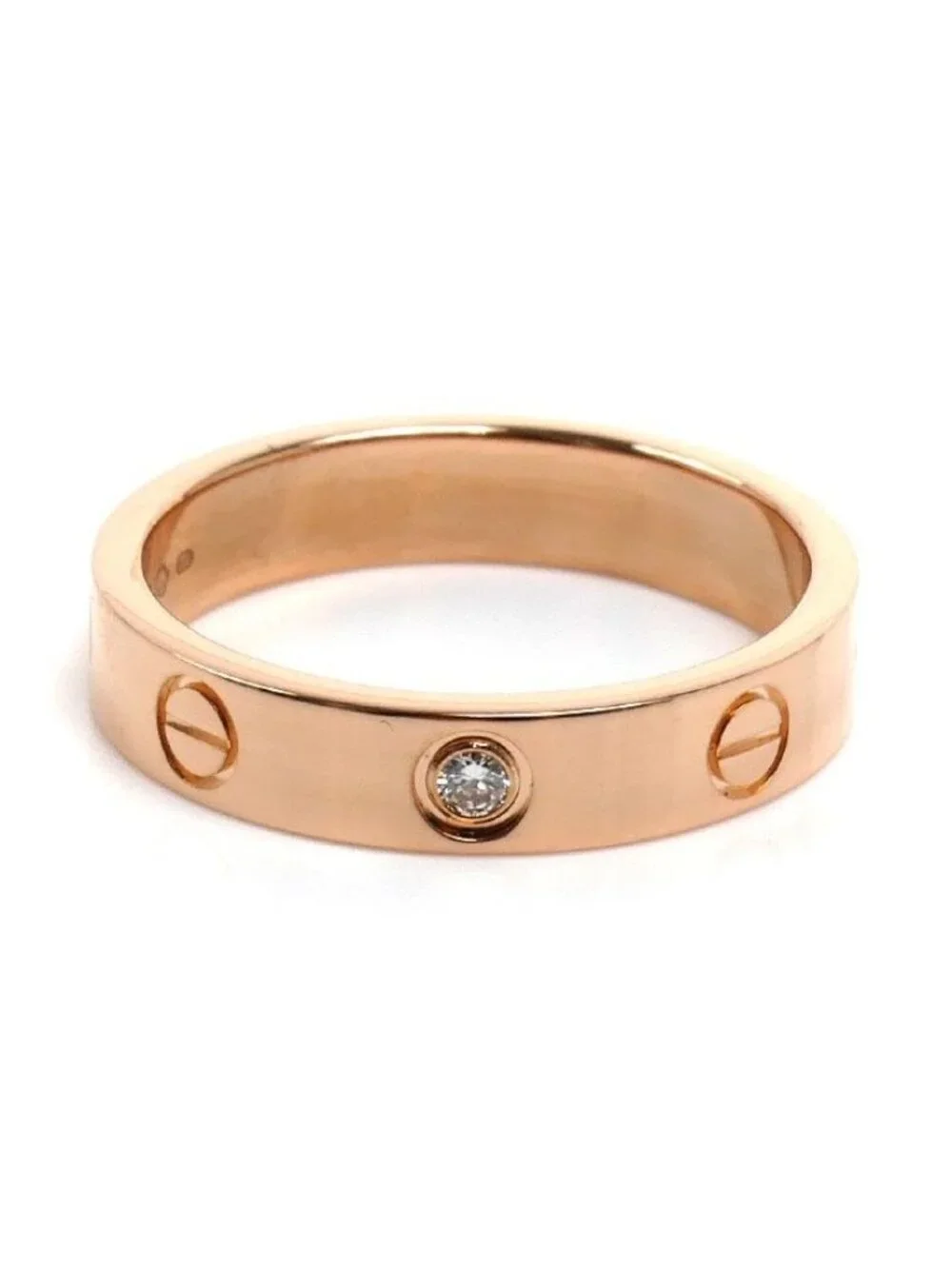 Cartier 18K Pink Gold Mini Love Diamond Ring 52 Vintage